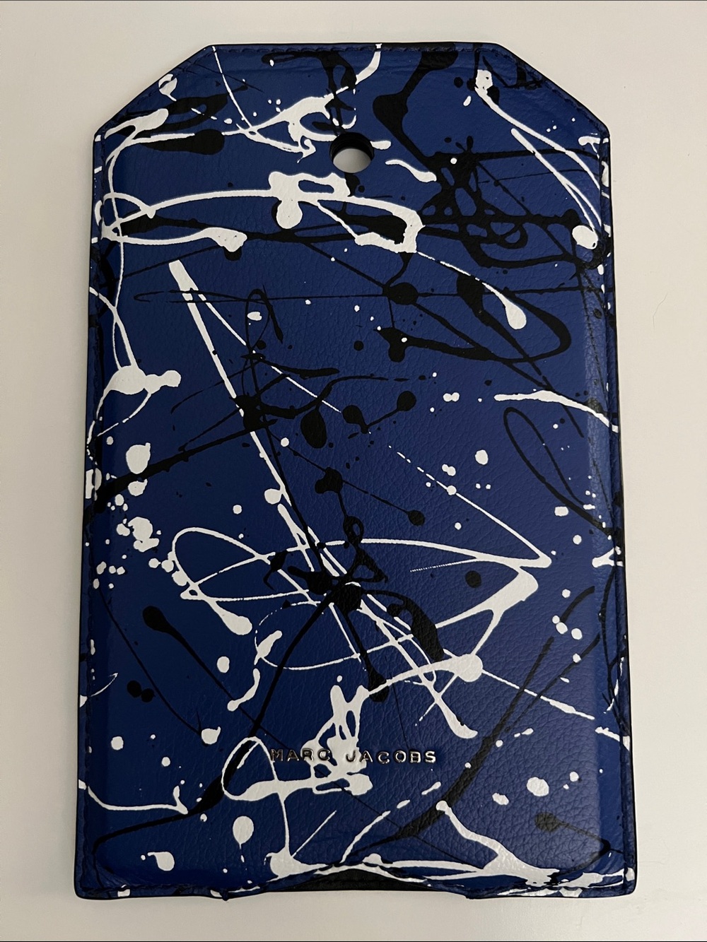 Marc Jacobs Blue Splatter Tablet Pouch with White and Black Accents